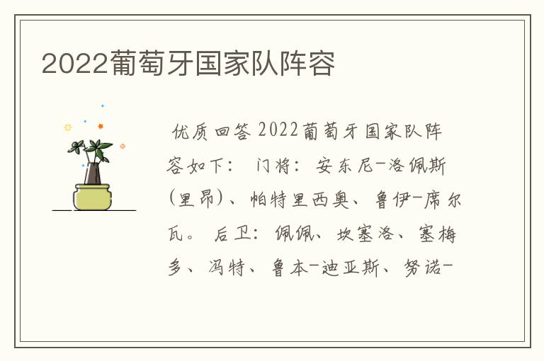 2022葡萄牙国家队阵容