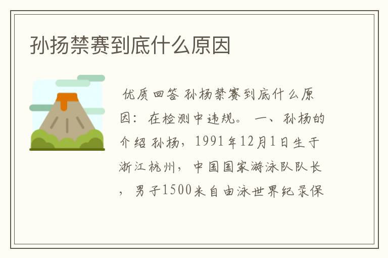 孙扬禁赛到底什么原因
