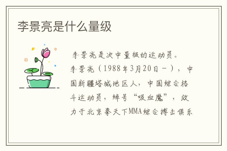 李景亮是什么量级