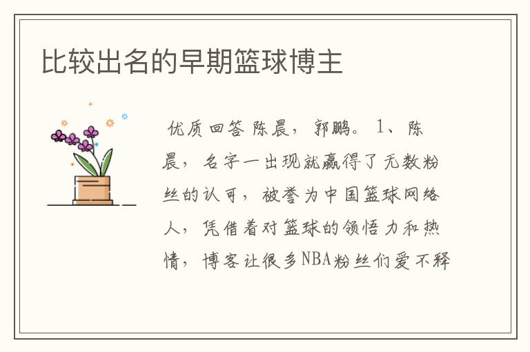 比较出名的早期篮球博主