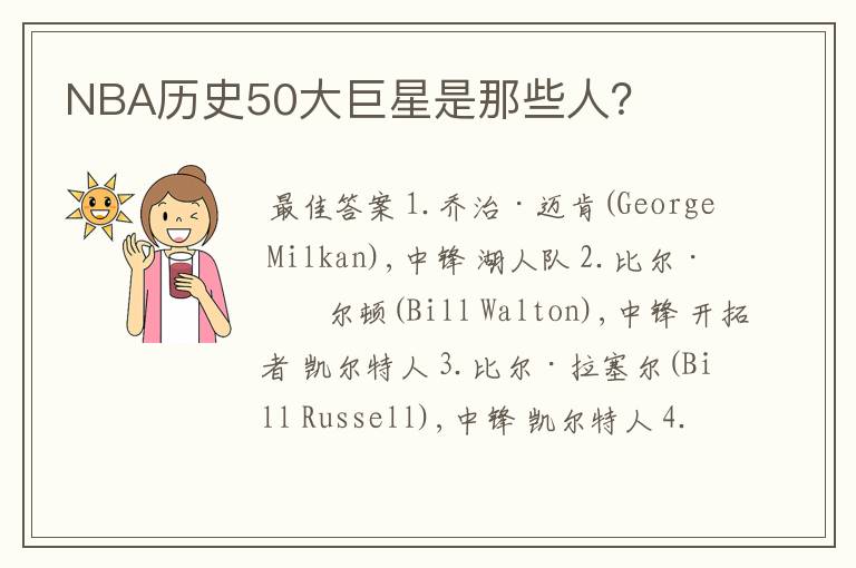 NBA历史50大巨星是那些人？