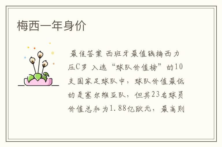 梅西一年身价