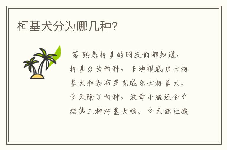 柯基犬分为哪几种?