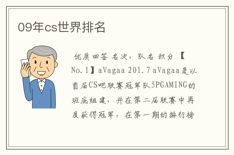 09年cs世界排名