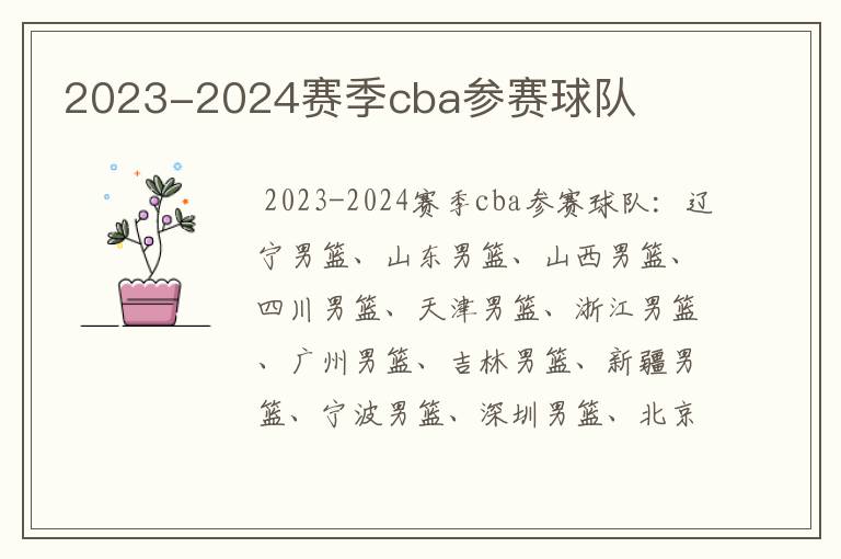 2023-2024赛季cba参赛球队