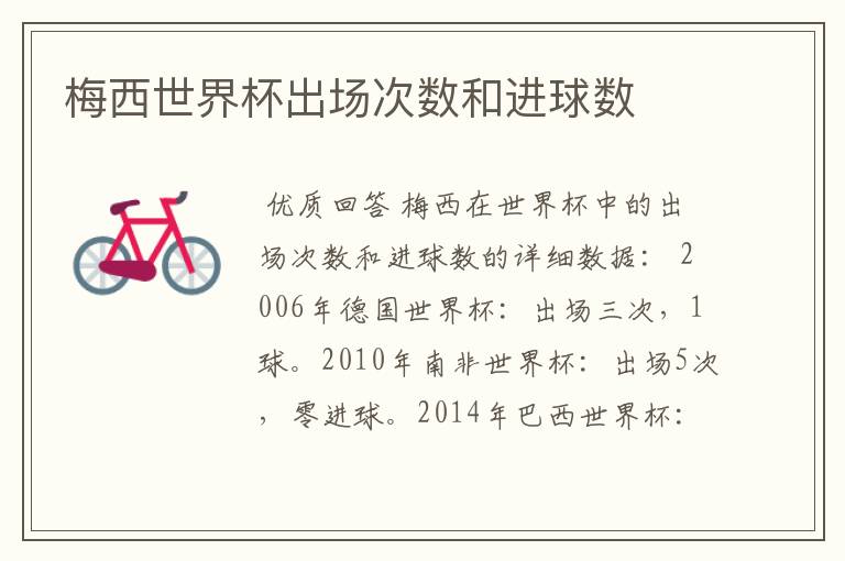 梅西世界杯出场次数和进球数