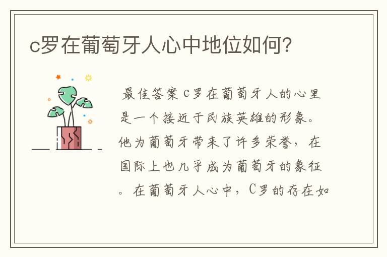 c罗在葡萄牙人心中地位如何?