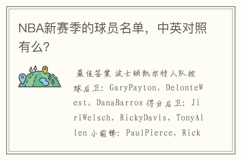 NBA新赛季的球员名单,中英对照有么?