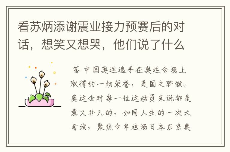 看苏炳添谢震业接力预赛后的对话，想笑又想哭，他们说了什么？