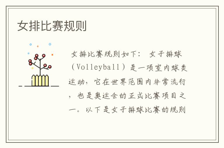 女排比赛规则