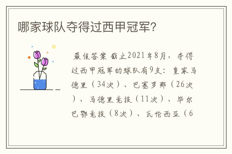 哪家球队夺得过西甲冠军?