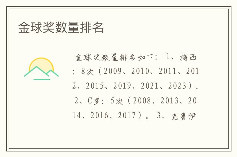 金球奖数量排名