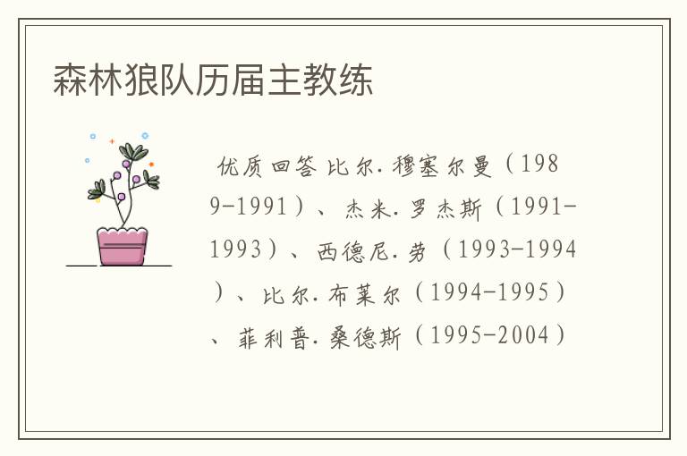 森林狼队历届主教练
