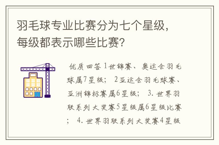 羽毛球专业比赛分为七个星级,每级都表示哪些比赛?