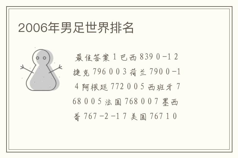 2006年男足世界排名