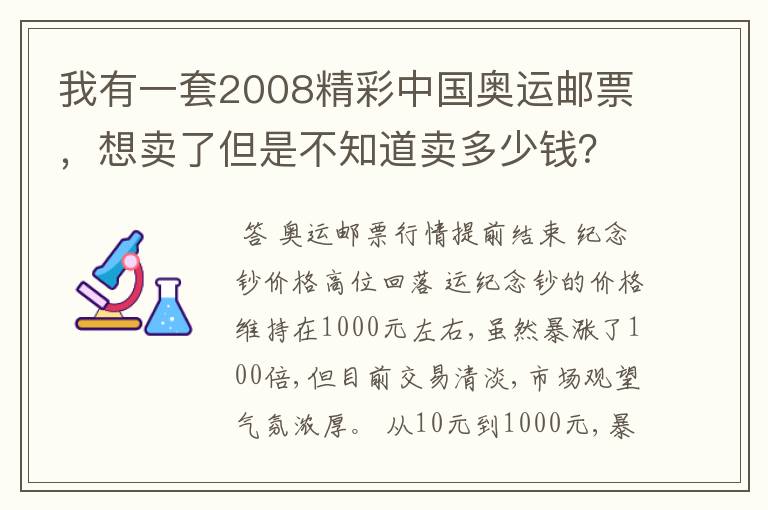 我有一套2008精彩中国奥运邮票,想卖了但是不知道卖多少钱?