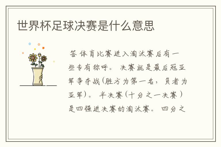 世界杯足球决赛是什么意思