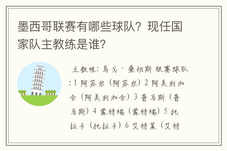 墨西哥联赛有哪些球队?现任国家队主教练是谁?