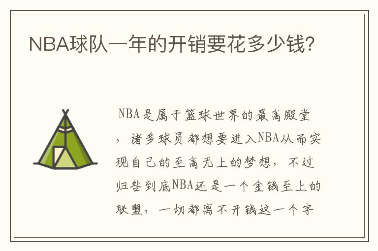NBA球队一年的开销要花多少钱?