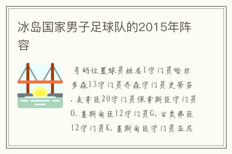冰岛国家男子足球队的2015年阵容