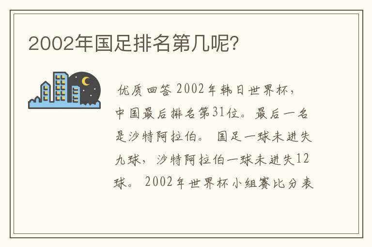 2002年国足排名第几呢?