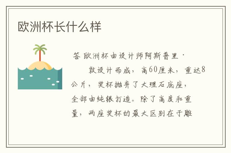 欧洲杯长什么样