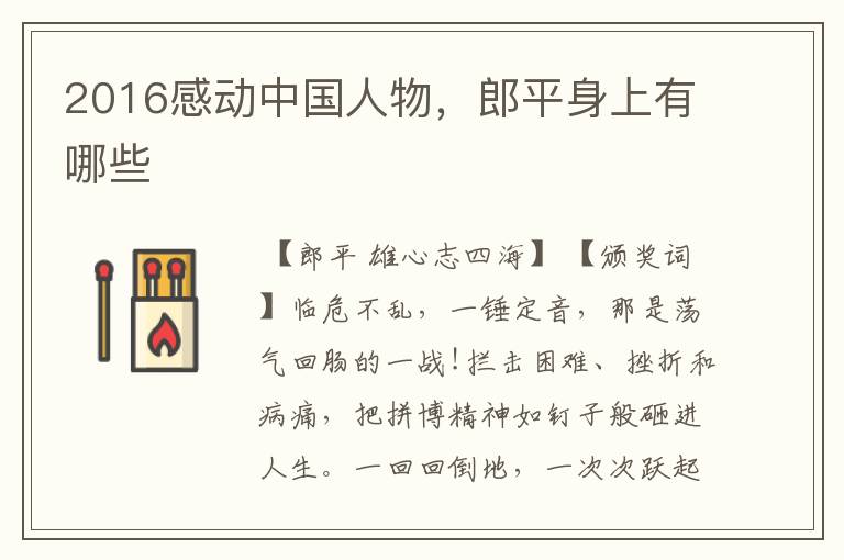 2016感动中国人物,郎平身上有哪些