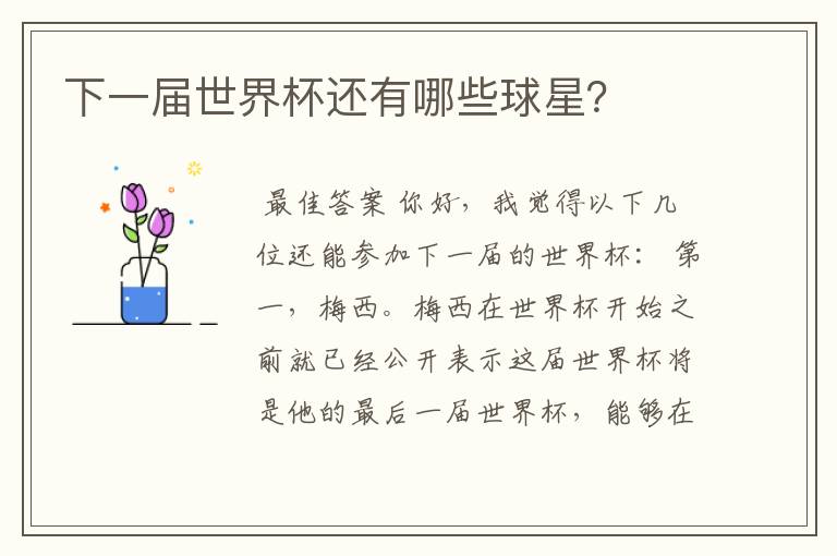 下一届世界杯还有哪些球星?