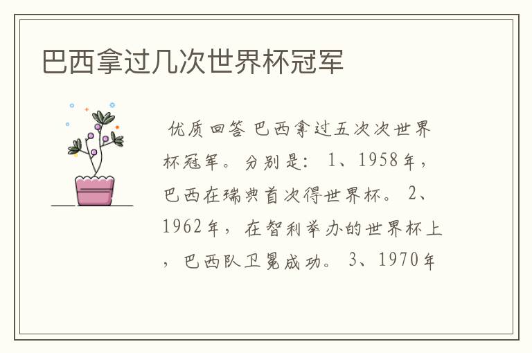 巴西拿过几次世界杯冠军