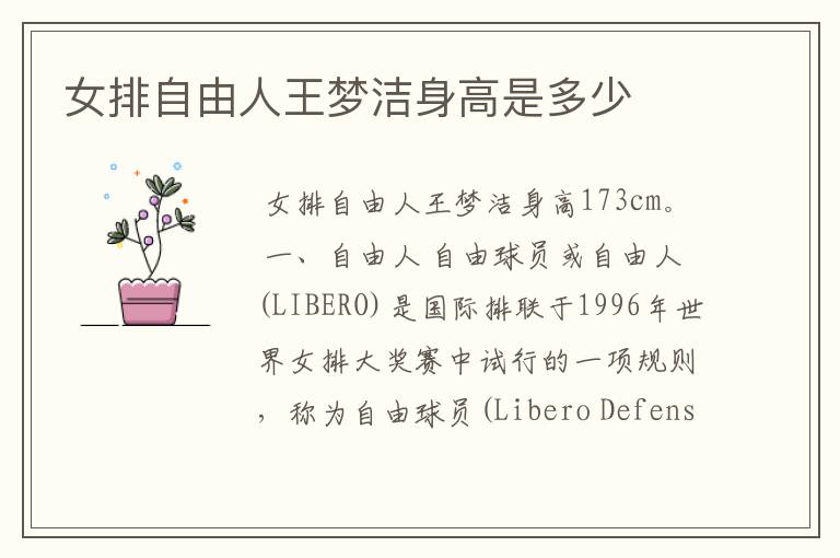女排自由人王梦洁身高是多少