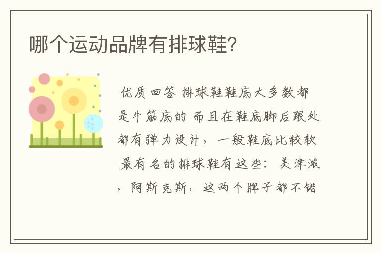 哪个运动品牌有排球鞋?