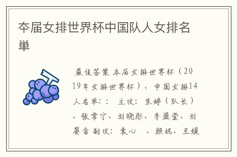 夲届女排世界杯中国队人女排名単