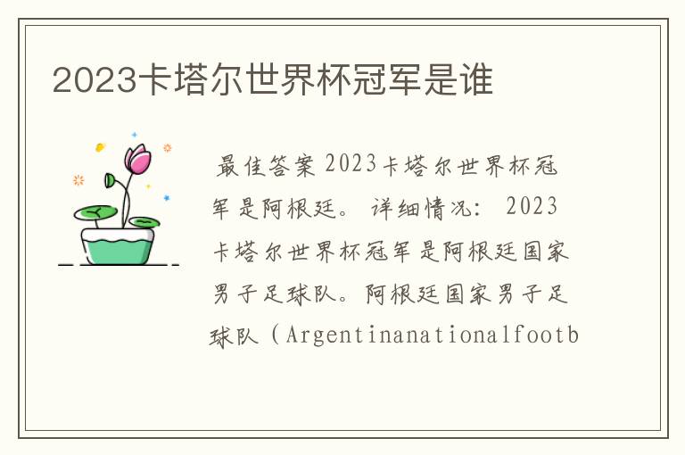 2023卡塔尔世界杯冠军是谁