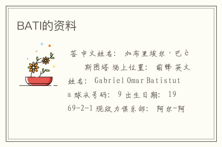 BATI的资料