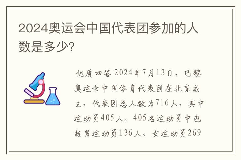 2024奥运会中国代表团参加的人数是多少?