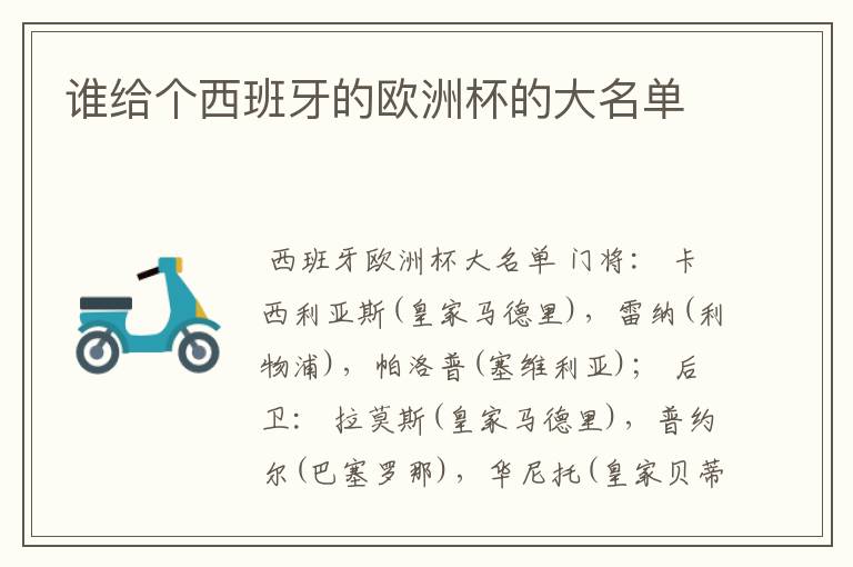 谁给个西班牙的欧洲杯的大名单