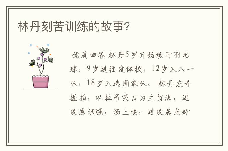 林丹刻苦训练的故事?
