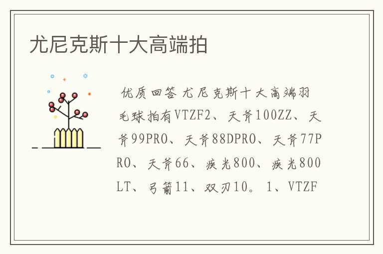 尤尼克斯十大高端拍