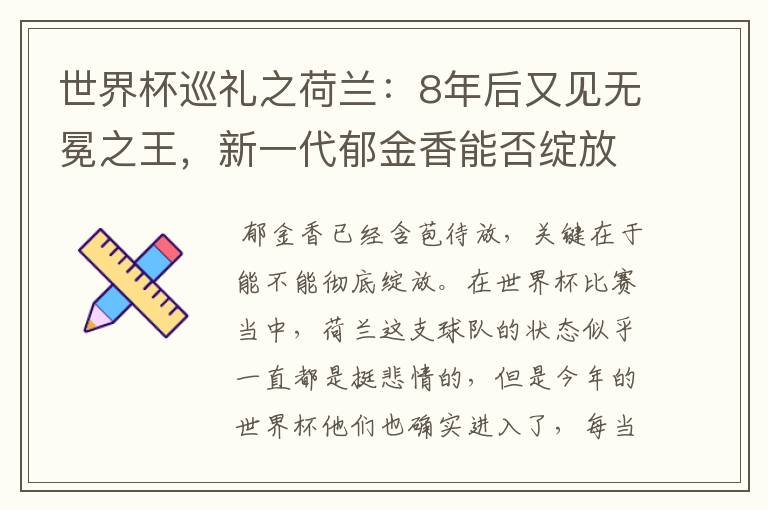 世界杯巡礼之荷兰:8年后又见无冕之王,新一代郁金香能否绽放?