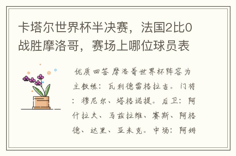 卡塔尔世界杯半决赛,法国2比0战胜摩洛哥,赛场上哪位球员表现最亮眼?