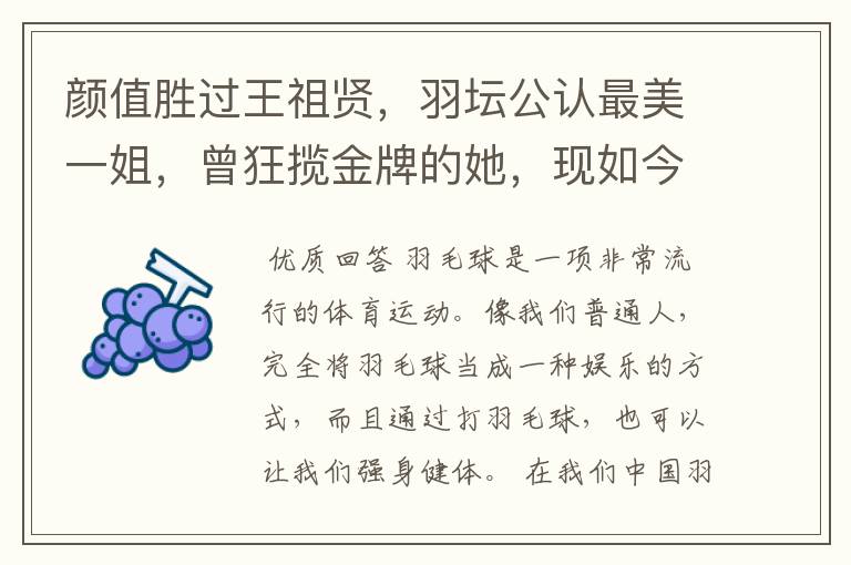 颜值胜过王祖贤,羽坛公认最美一姐,曾狂揽金牌的她,现如今如何?