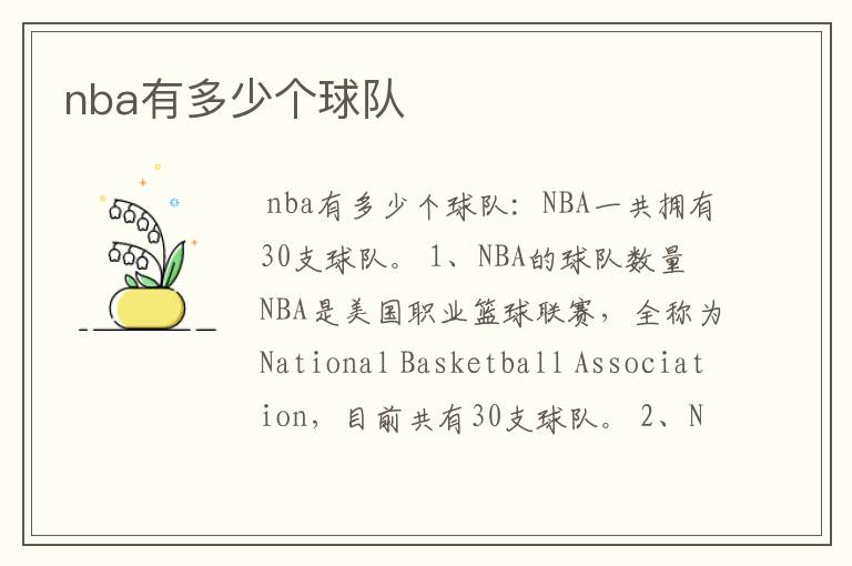 nba有多少个球队