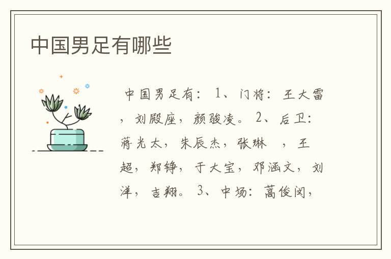 中国男足有哪些