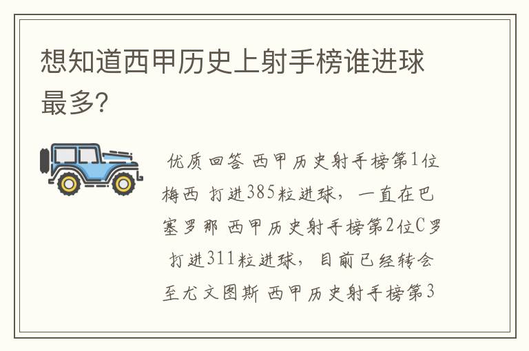 想知道西甲历史上射手榜谁进球最多?