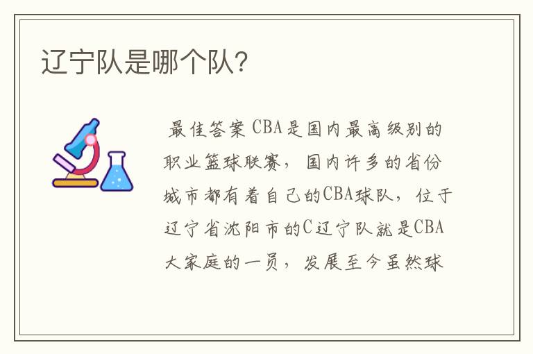 辽宁队是哪个队?