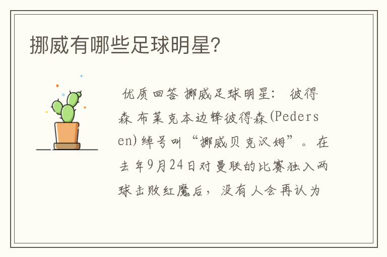 挪威有哪些足球明星?