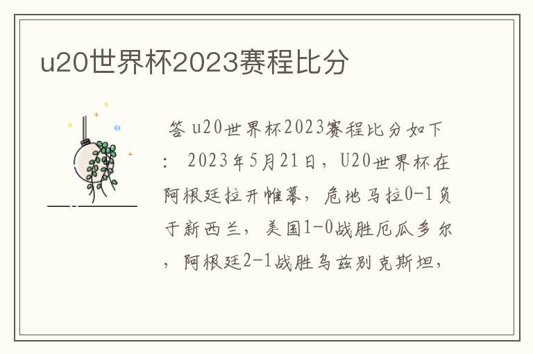 u20世界杯2023赛程比分
