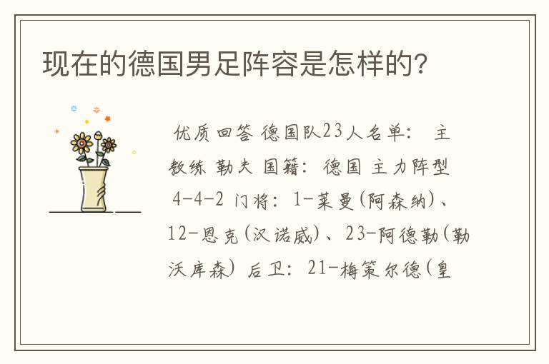 现在的德国男足阵容是怎样的?