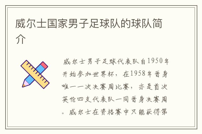 威尔士国家男子足球队的球队简介