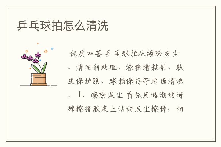 乒乓球拍怎么清洗